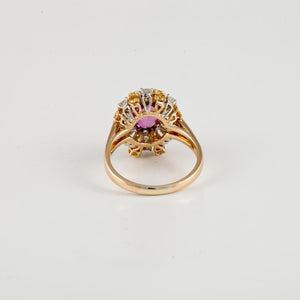 Estate Oscar Heyman 18K Gold Pink Sapphire And Diamond Ring