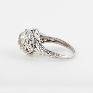 Art Deco 18K White Gold Diamond Engagement Ring