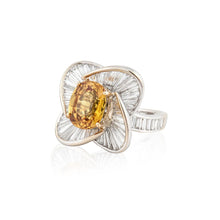 Load image into Gallery viewer, Salavetti 18K White Gold Yellow Sapphire and Diamond Ring
