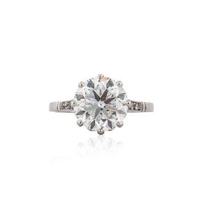 Edwardian Platinum 3 Carat Old European-Cut Diamond Engagement Ring