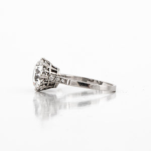 Edwardian Platinum 3 Carat Old European-Cut Diamond Engagement Ring