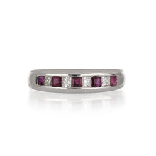 Load image into Gallery viewer, 18K White Gold Channel-Set Ruby and Diamond Band
