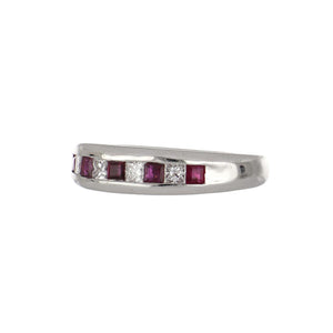 18K White Gold Channel-Set Ruby and Diamond Band