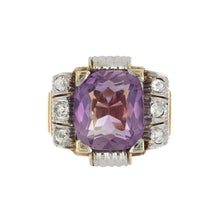 Load image into Gallery viewer, Retro 1940s 18K Two-Tone Gold Amethyst Ring
