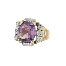Load image into Gallery viewer, Retro 1940s 18K Two-Tone Gold Amethyst Ring
