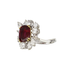 Load image into Gallery viewer, Vintage 1970s 18K White Gold Ruby and Diamond Cocktail Ring
