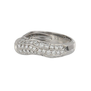 Vintage 1990s Cartier 18K White Gold Bamboo Ring with Diamonds