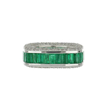 Load image into Gallery viewer, 18K White Gold Emerald and Diamond Cushion-Shape Band
