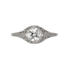 Load image into Gallery viewer, Art Deco 18K White Gold Filigree Old European-Cut Diamond Solitaire Engagement Ring
