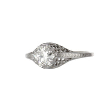 Load image into Gallery viewer, Art Deco 18K White Gold Filigree Old European-Cut Diamond Solitaire Engagement Ring
