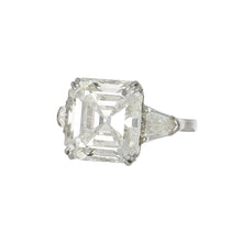 Load image into Gallery viewer, Estate Platinum Square Emerald-Cut Diamond Engagement Ring with Shield-Cut Diamond Sides
