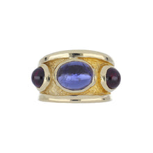 Load image into Gallery viewer, Estate 14K Gold Cabochon Pink Tourmaline and Iolite Ring
