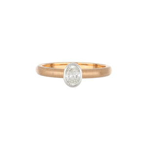 18K Rose and White Gold Matte Finish Oval Diamond Ring