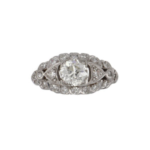 Art Deco Platinum Illusion-Set Diamond Ring with Fishtail