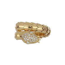 Load image into Gallery viewer, Italian 18K Gold Serpent Ring with Diamonds
