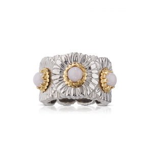 Buccellati Sterling Silver Pink Opal Daisy Ring