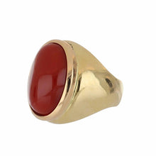 Load image into Gallery viewer, Estate Italian 18K Gold Oxblood Coral Cabochon Ring
