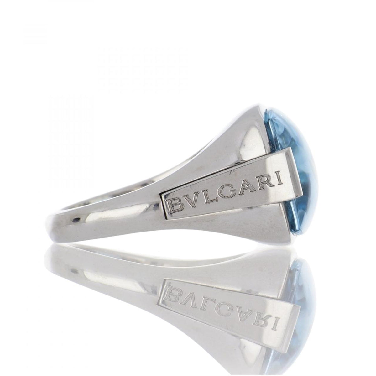 Bulgari Blue Topaz White Gold Ring Tenenbaum Jewelers