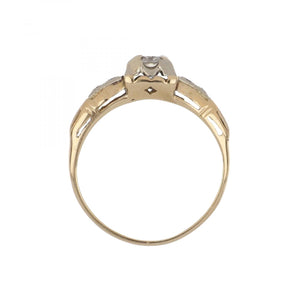 Art Deco 1930s 14K White and Rose Gold Diamond Ring
