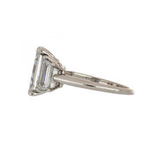Load image into Gallery viewer, GIA 4.53 Carat Emerald-Cut Diamond Three Stone Platinum Engagement Ring
