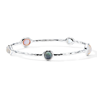 Ippolita Sterling Silver Mother of Pearl and Shell Rock Candy 5-Stone Bangle Bracelet