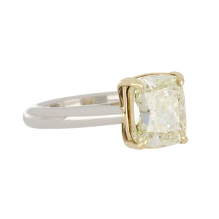 Estate Two-Tone GIA Cushion-Cut Diamond Solitaire Engagement Ring