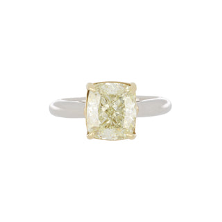 Estate Two-Tone GIA Cushion-Cut Diamond Solitaire Engagement Ring
