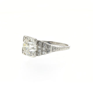 Art Deco GIA 3.03 Carat Round Brilliant-Cut Diamond Cluster/Halo Engagement Ring