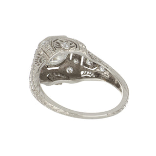 Art Deco GIA 1.03 Carat Round Cut Diamond Cluster/Halo Engagement Ring