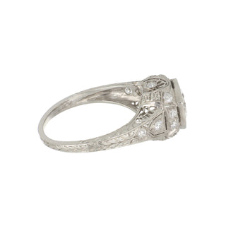 Art Deco GIA 1.03 Carat Round Cut Diamond Cluster/Halo Engagement Ring