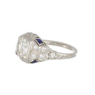 Art Deco GIA 1.11 Carat Round Cut Diamond Vintage Style Engagement Ring