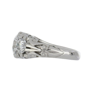 Estate Platinum GIA 2.22 Carat Round Brilliant-Cut Diamond Three Stone Engagement Ring