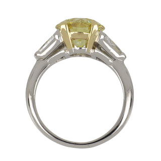 Important Vintage Tiffany & Co. GIA 3.29ct Fancy Yellow Diamond Three-Stone Engagement Ring