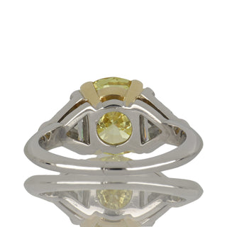 Important Vintage Tiffany & Co. GIA 3.29ct Fancy Yellow Diamond Three-Stone Engagement Ring