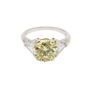 Important Vintage Tiffany & Co. GIA 3.29ct Fancy Yellow Diamond Three-Stone Engagement Ring