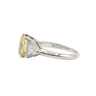 Important Vintage Tiffany & Co. GIA 3.29ct Fancy Yellow Diamond Three-Stone Engagement Ring