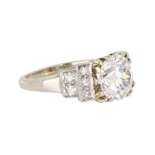 Art Deco Platinum GIA Old European-Cut Diamond Engagement Ring