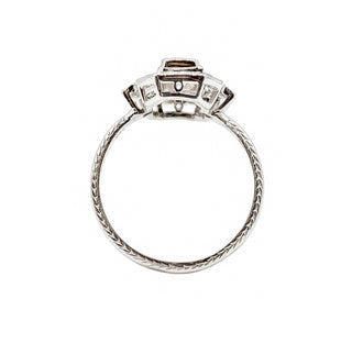 Art Deco Platinum Emerald-Cut Diamond Plaque Engagement Ring
