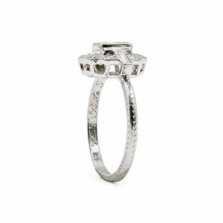 Art Deco Platinum Emerald-Cut Diamond Plaque Engagement Ring