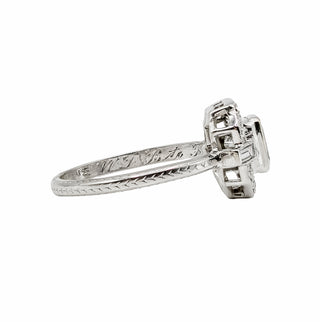 Art Deco Platinum Emerald-Cut Diamond Plaque Engagement Ring