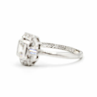 Art Deco Platinum Emerald-Cut Diamond Plaque Engagement Ring