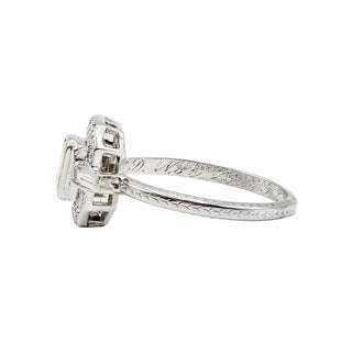 Art Deco Platinum Emerald-Cut Diamond Plaque Engagement Ring