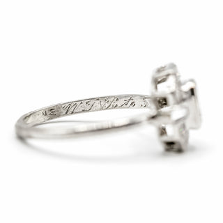 Art Deco Platinum Emerald-Cut Diamond Plaque Engagement Ring