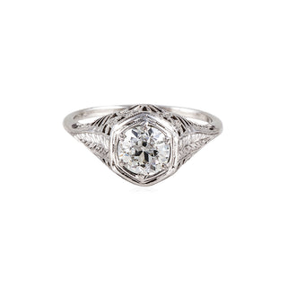 Art Deco GIA 0.80ct Old European-Cut Diamond Solitaire Engagement Ring