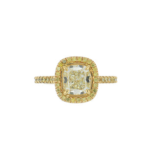 Estate GIA 2.03 Carat Cushion Cut Diamond Halo Engagement Ring