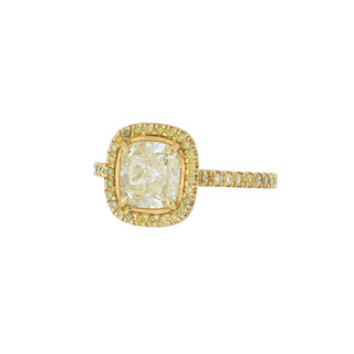 Estate GIA 2.03 Carat Cushion Cut Diamond Halo Engagement Ring