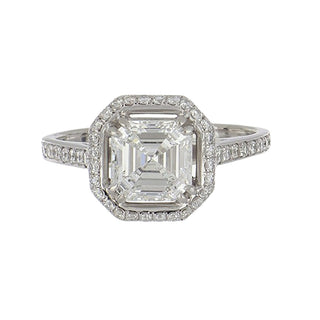Estate GIA 1.27 ct Asscher-Cut Diamond Halo Engagement Ring