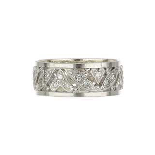 Art Deco 14K White Gold Open Work Diamond Eternity Band