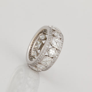 Estate Platinum Asscher and Round Cut Diamond Eternity Band