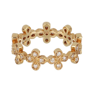 18K Rose Gold Diamond Clover Eternity Band